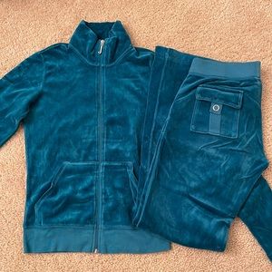 Juicy Couture velour track suit set - teal